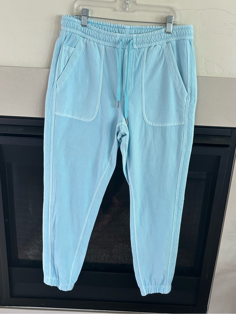 ▶️ Athleta Farallon Jogger Pants 6 Aqua Blue Drawstring Elastic Waist Pockets